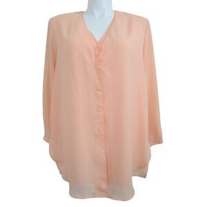 Apart Women Plus Size 1X Double Lined Shirt Buttons‎ Soft Flowy Feminine Blouse
